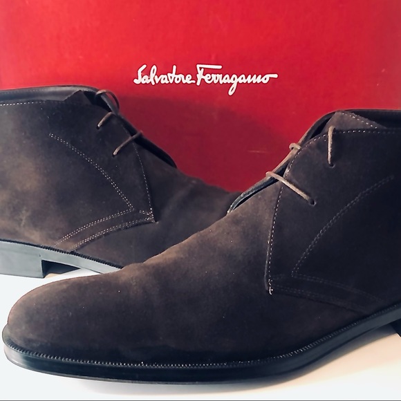 Ferragamo Men's Brown Desert Boot chukka suede gorgeous - Picture 1 of 7